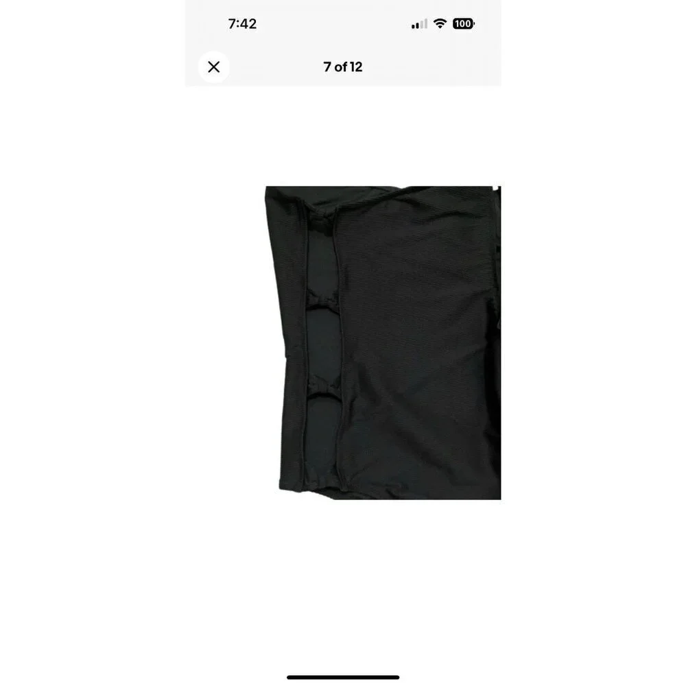 NWT J.Crew Ribbed Side Bow One Piece Swimsuit Black Size 24 Cruise Cutout